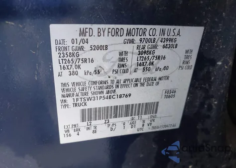 2004 Ford F-350 Lariat/Xl/Xlt z USA, uszkodzony, nr VIN 1FTSW31P54EC18769